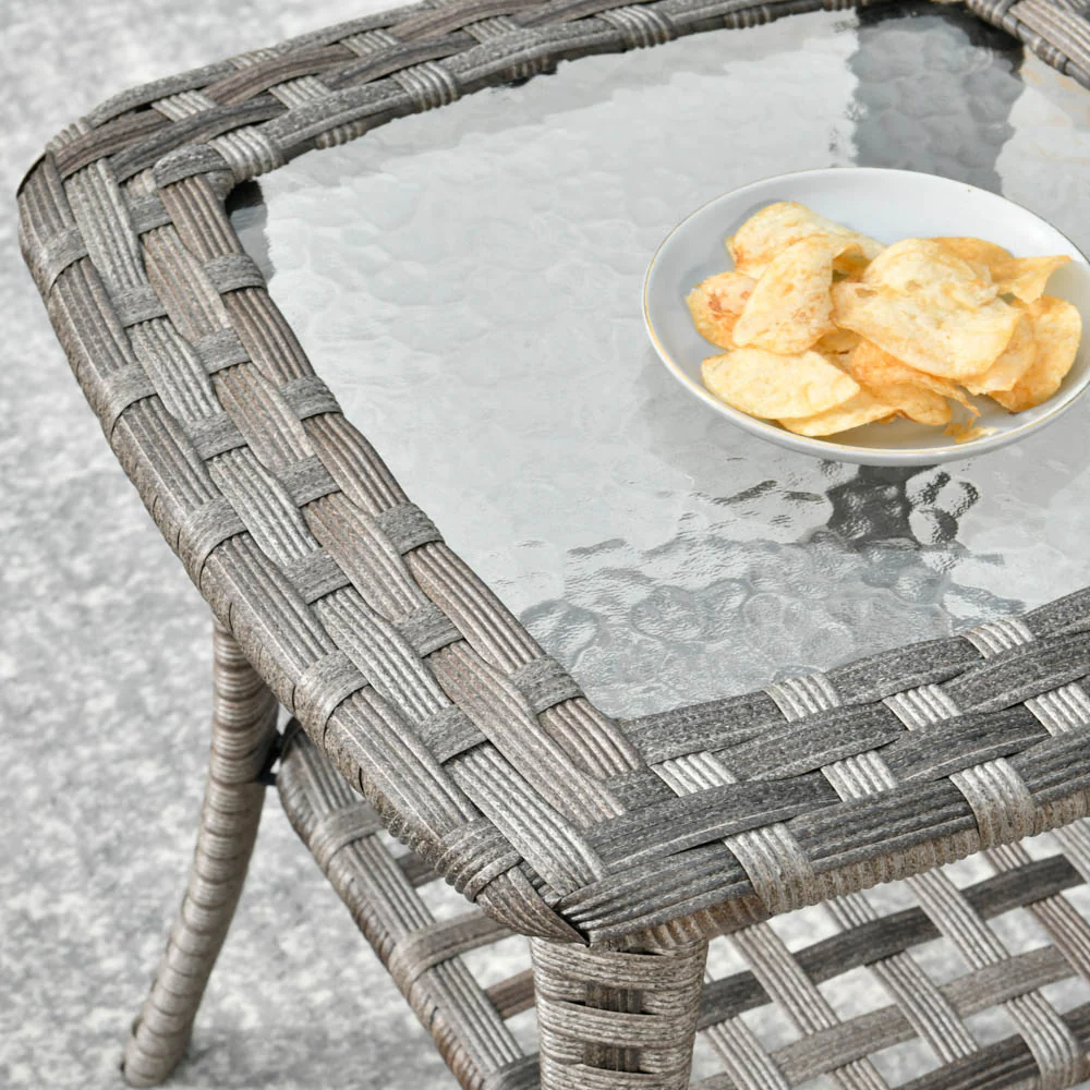 Ovios Balcony Side Table with Tempered Glass Top for BBR/BRS Series