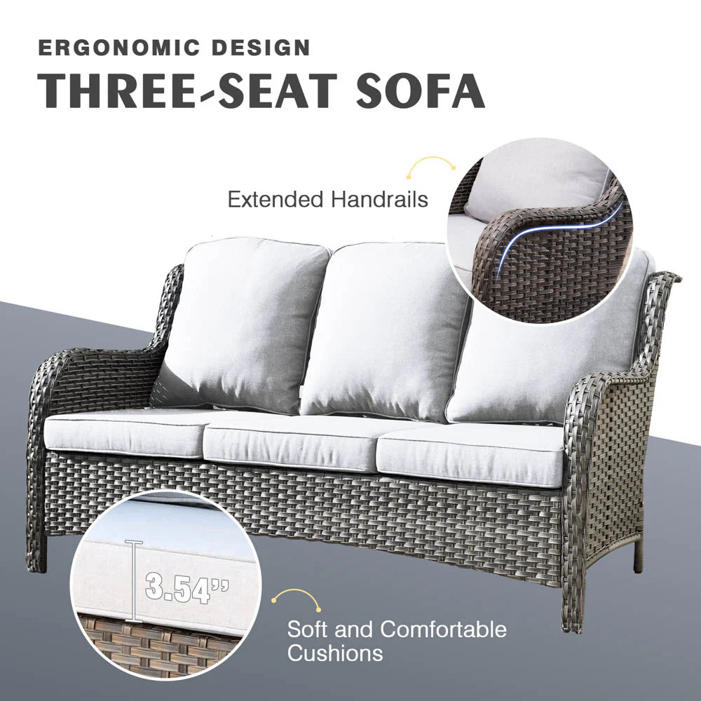 Ovios Patio Kenard 6-Piece Conversation Set with 30'' Propane Fire Pit Table and Rocking Chairs