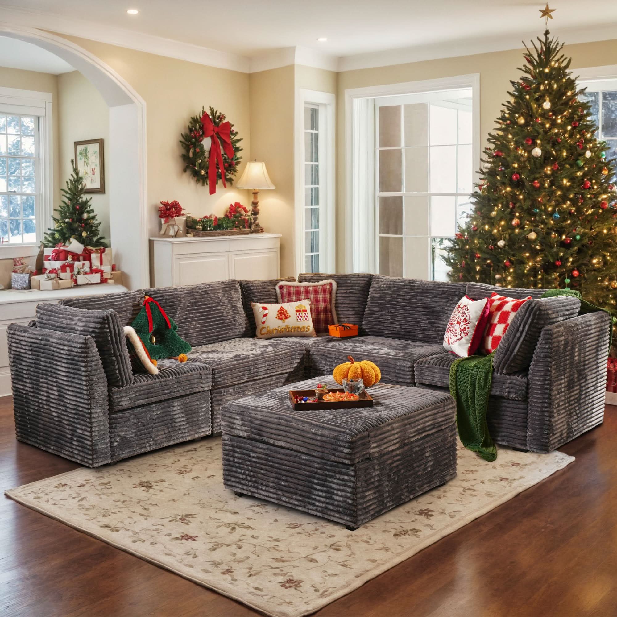 Ovios Oversized Modular Sectional Couch, Cloud Couches for Living Room,Deep Seat Upholstered Convertible Sleeper Sofa