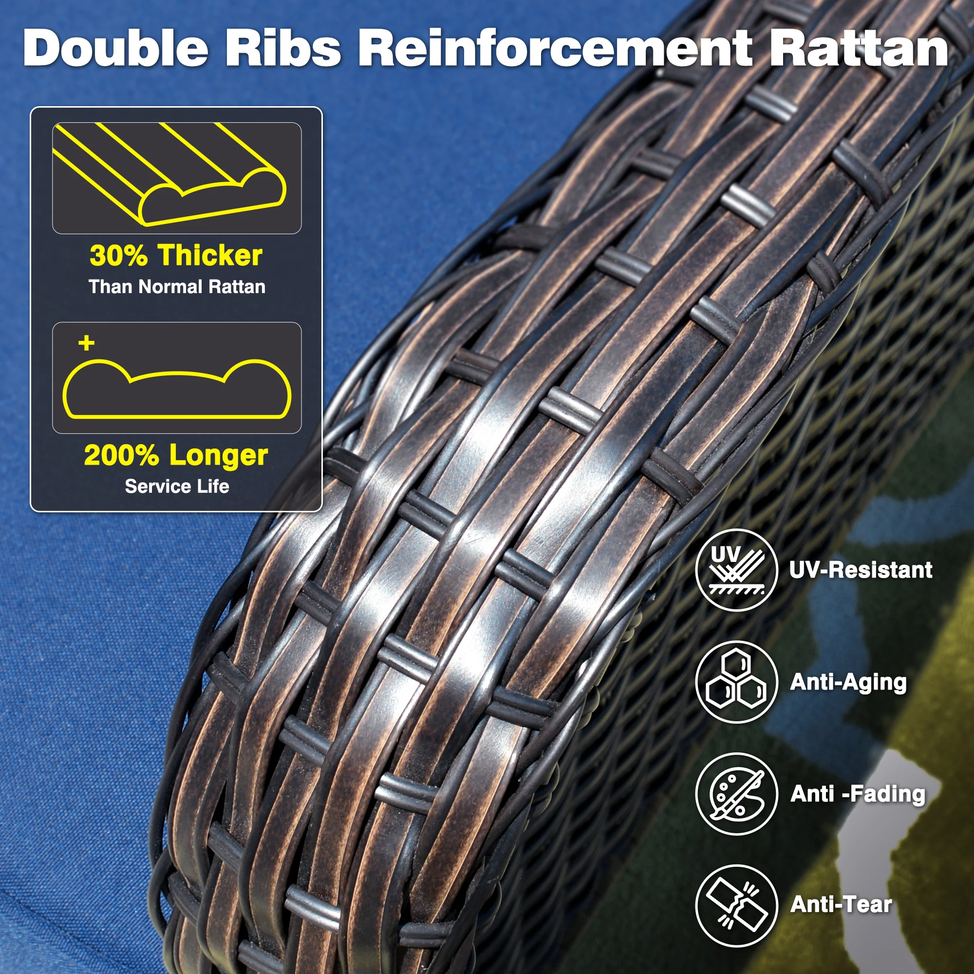 Ovios Patio Furniture Set 3-Piece with Swivel Chairs and Side Table Kenard