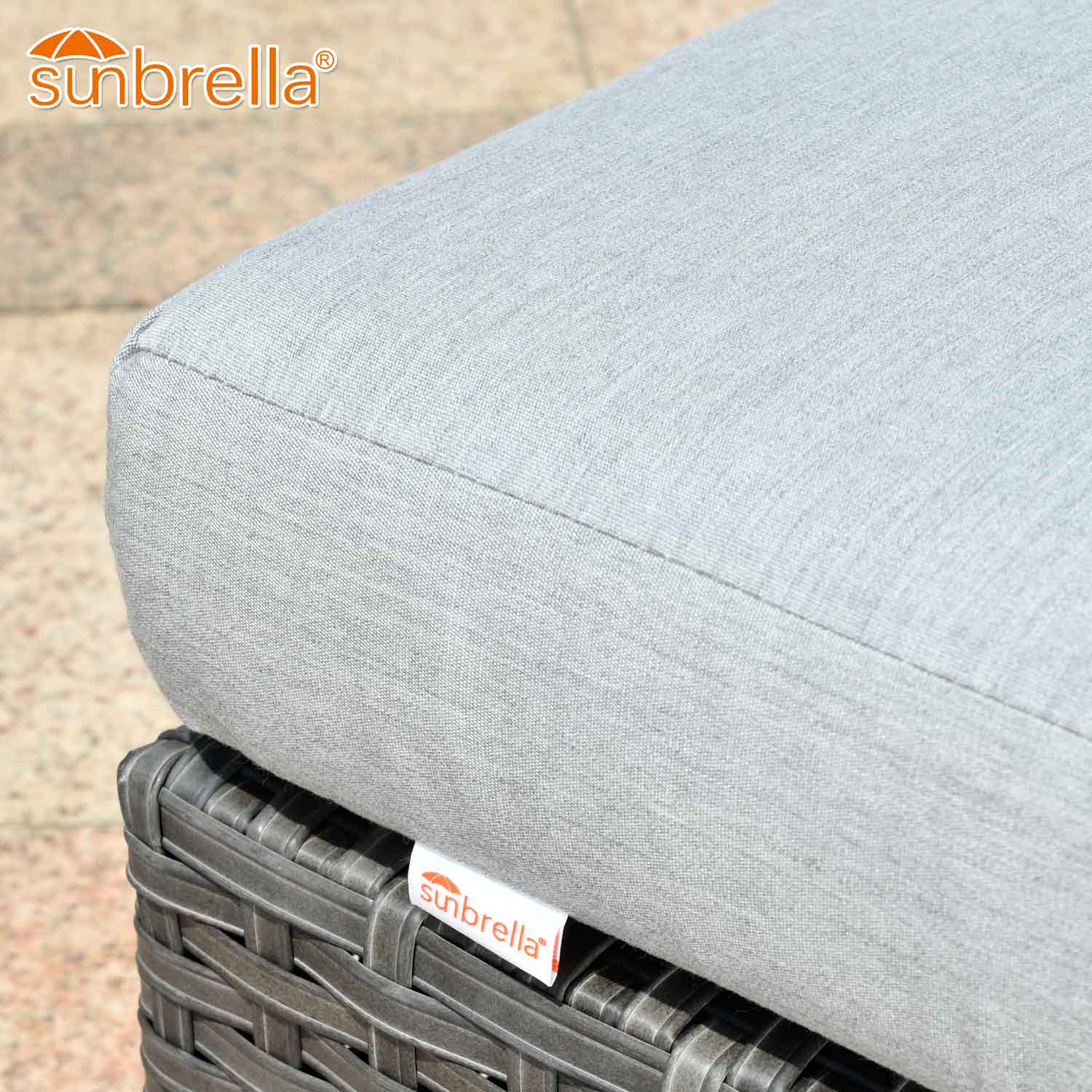 Ovios Outdoor Furniture Bigger Size 9-Piece with Grey Sunbrella, Fully Assembled, King Series, with 2 Chairs