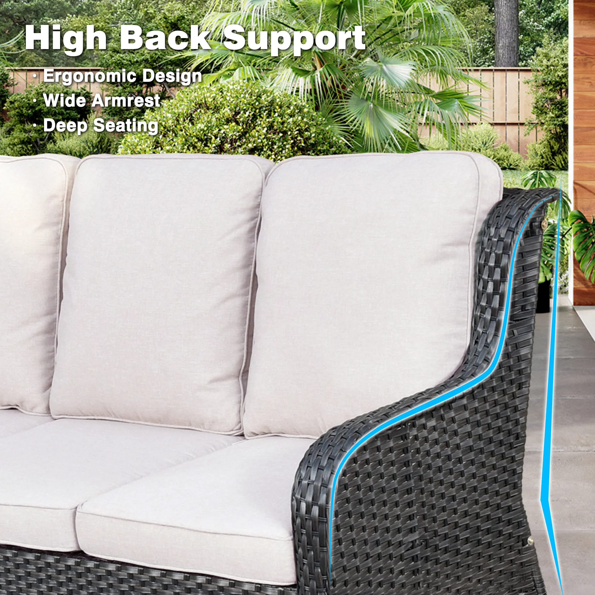 Ovios Outdoor Furniture 7-Piece with 42'' Fire Pit Table and Kenard 2 Rocking Chairs