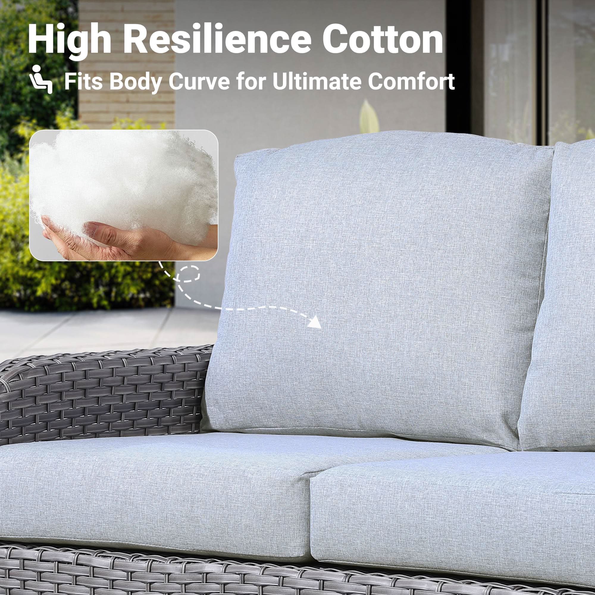 Ovios Patio Furniture Set New August 4 Piece High Back All Weather PE Wicker