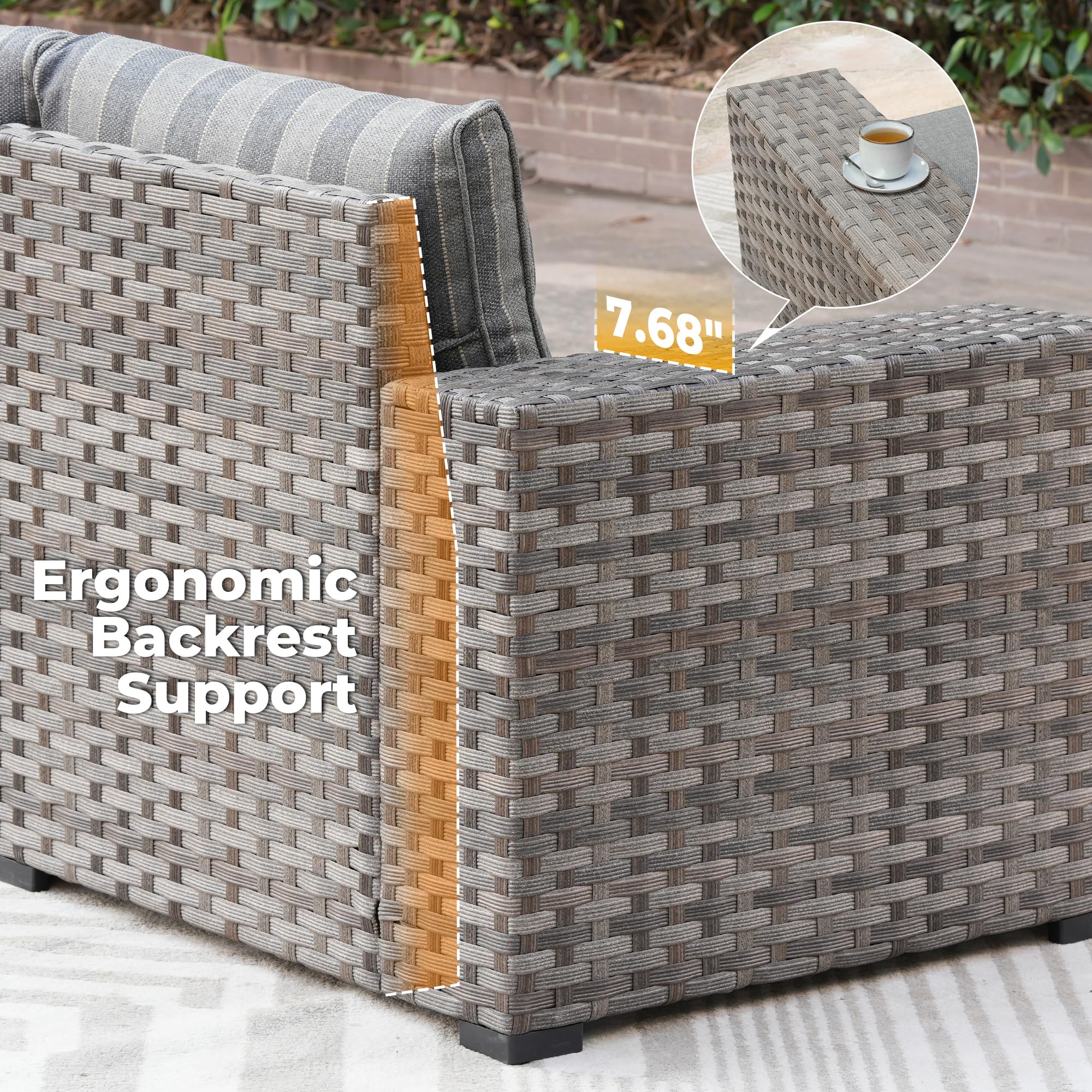 Ovios 9-Piece Outdoor Furniture Set with 7.68'' Wide Armrests