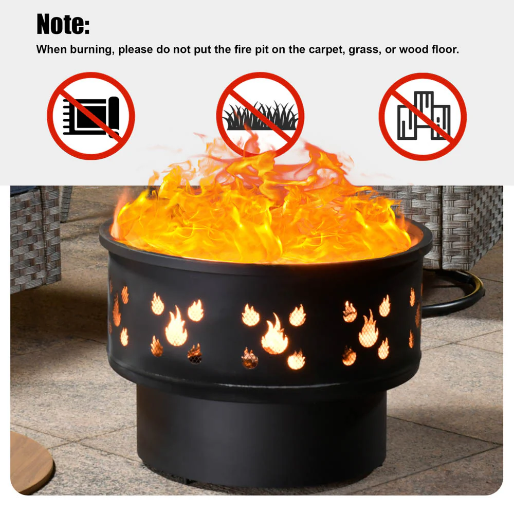 Ovios 25.39'' Round Steel Wood Burning Fire Pit