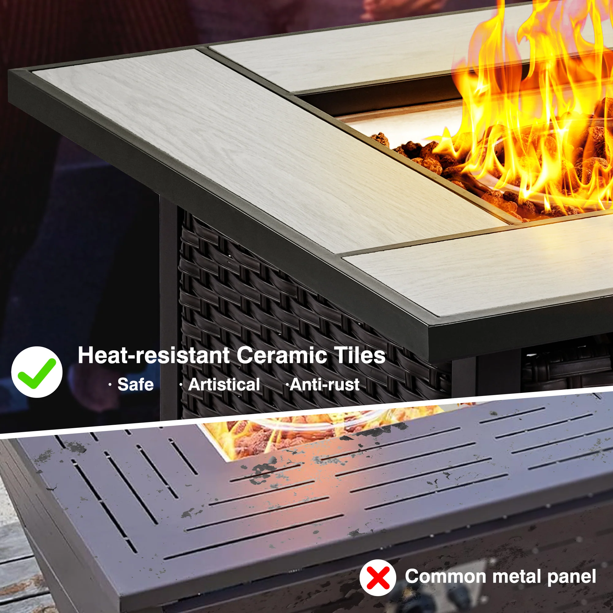 Ovios Patio Outdoor 30'' Fire Pit Table for GRS/NTC/HOP/NDS Series