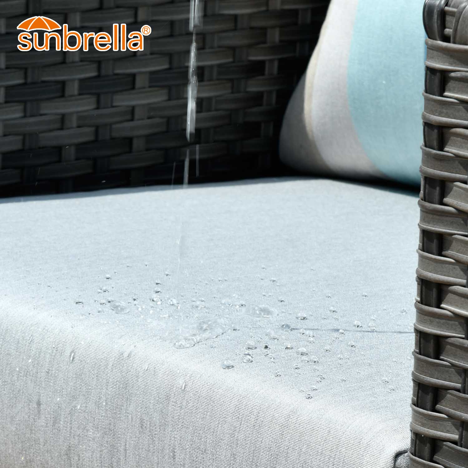 Ovios Outdoor Furniture Bigger Size 9-Piece with Grey Sunbrella, Fully Assembled, King Series, with 2 Chairs