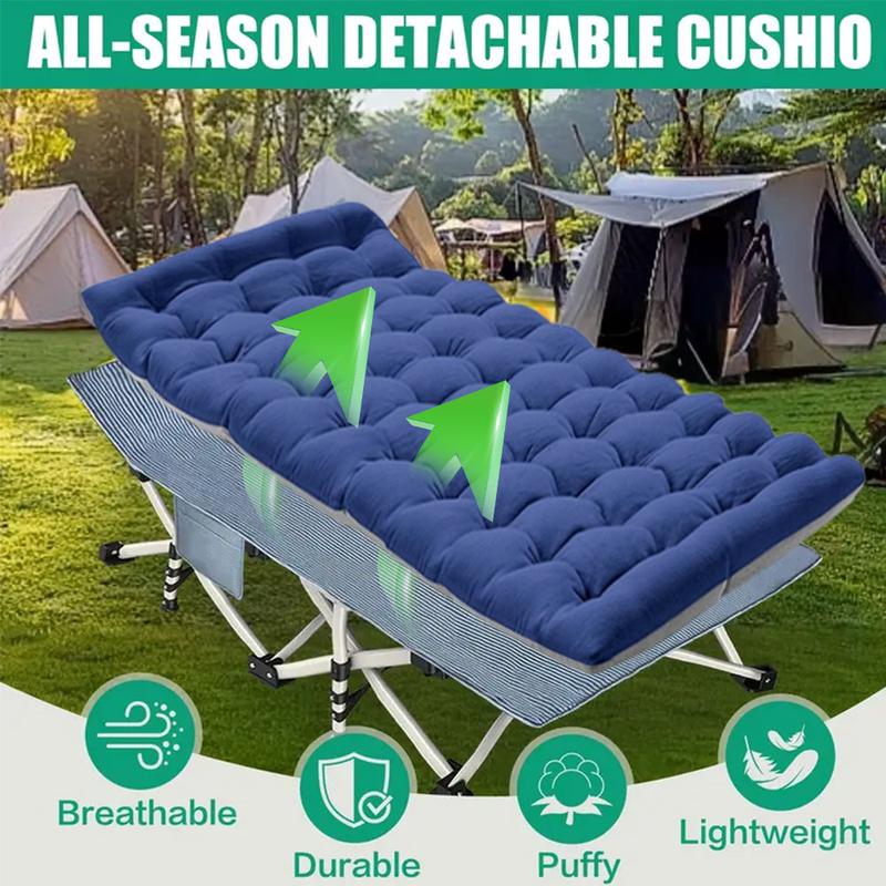 Heavy Duty Double Layer Folding Bed - 1200D 900lb Loading Cot For Adults, Portable Camping Guest Bed With Mattress And Carrying Bag For Home And Outdoor Sleeping, MattressCarrying Bag Home Camping