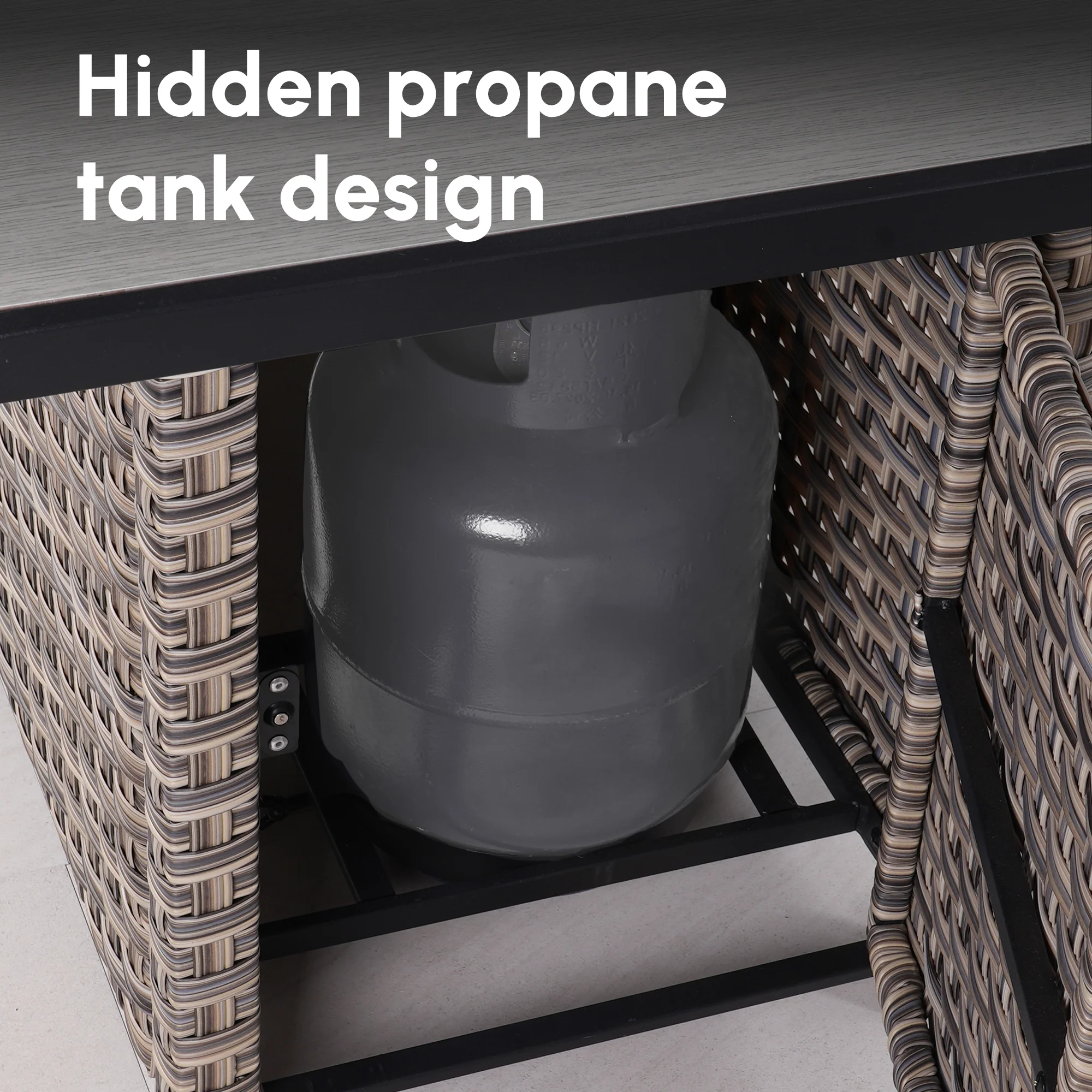 Ovios Rectangle Patio Propane Outdoor 42.12'' Fire Pit Table with Lid