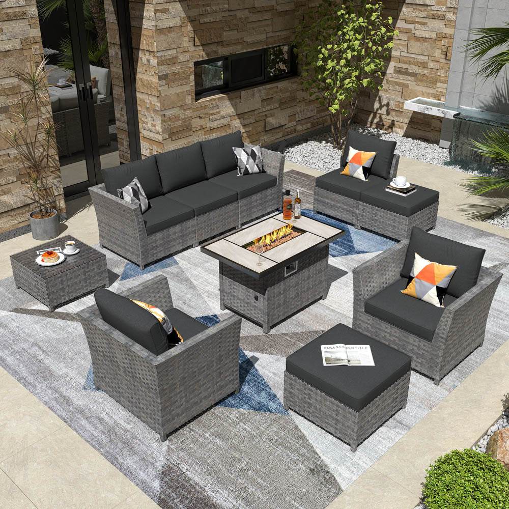 Ovios New Rimaru Series Patio Furniture Set 10-Piece include 42