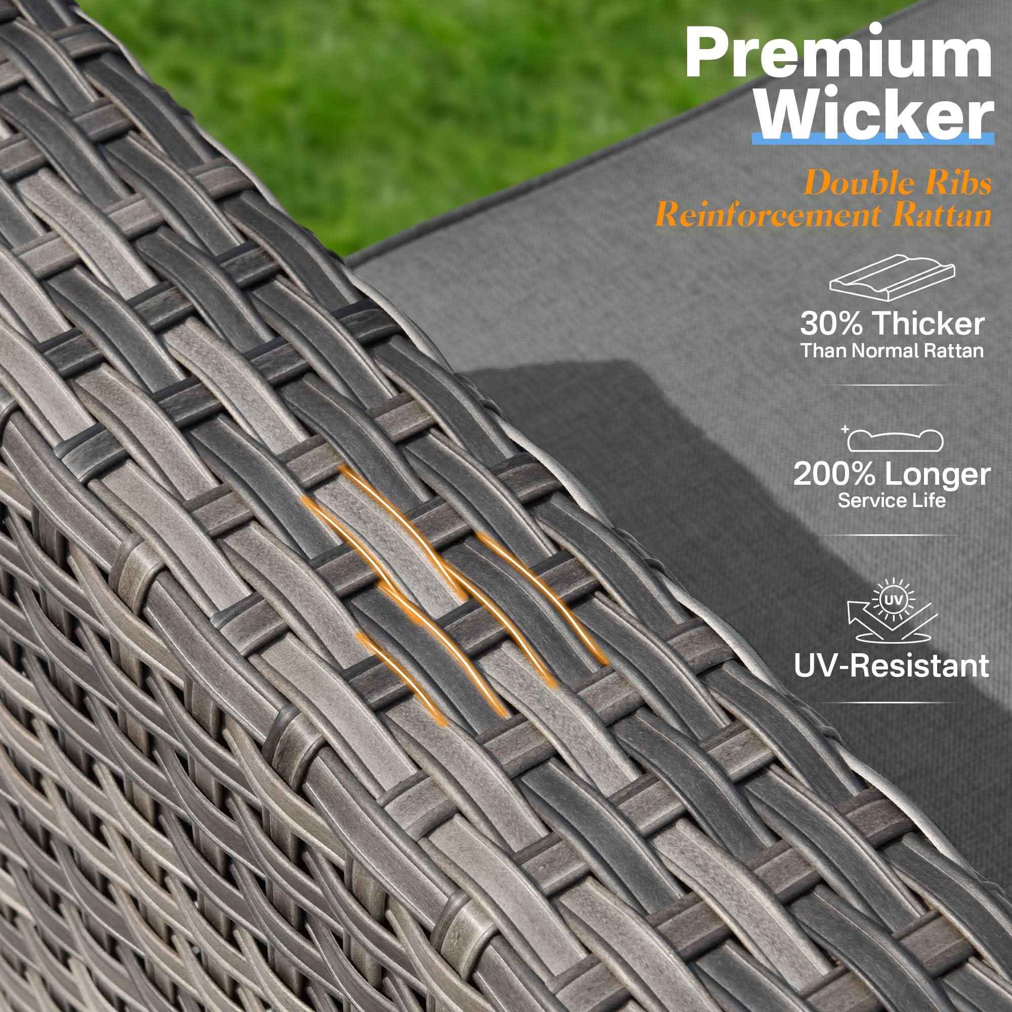 Ovios Outdoor 8 Piece Patio Furniture Set with Fire Pit Table,Conversation Sectional Wicker Couch with Coffee Table