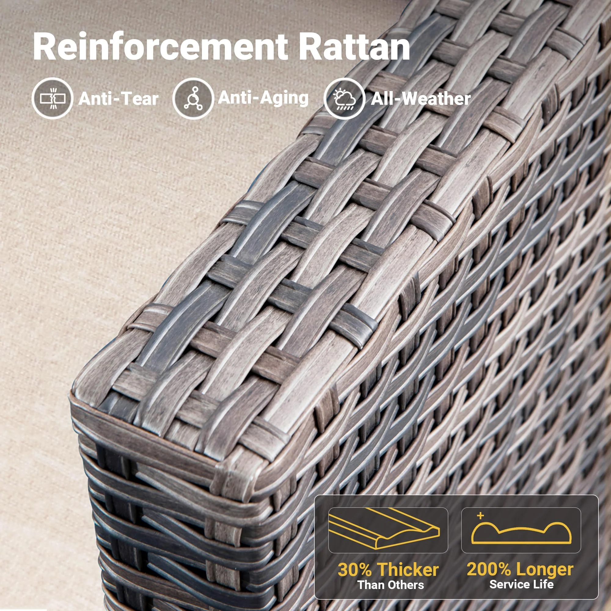 Ovios Patio Furniture Set New Vultros 7-Piece High Back with Cushions