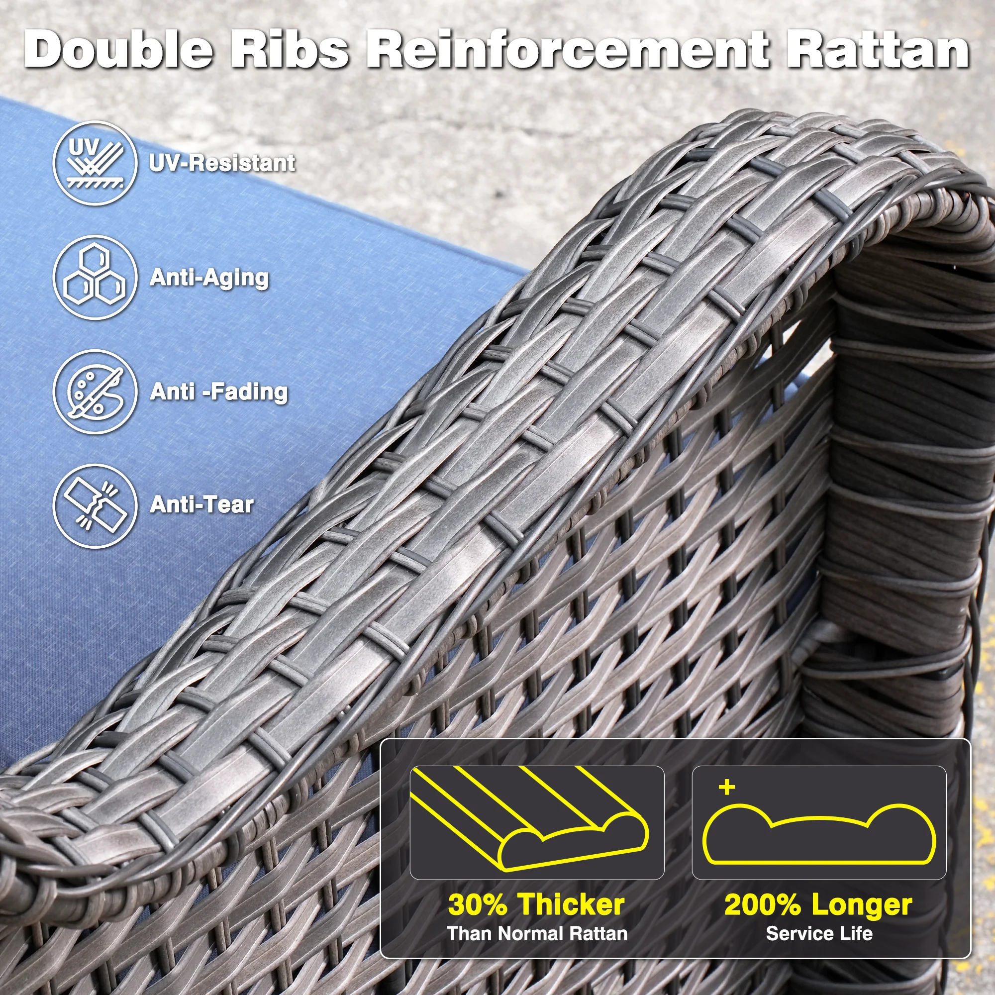 Ovios Patio Furniture Set 3-Piece with Swivel Chairs and Side Table Kenard