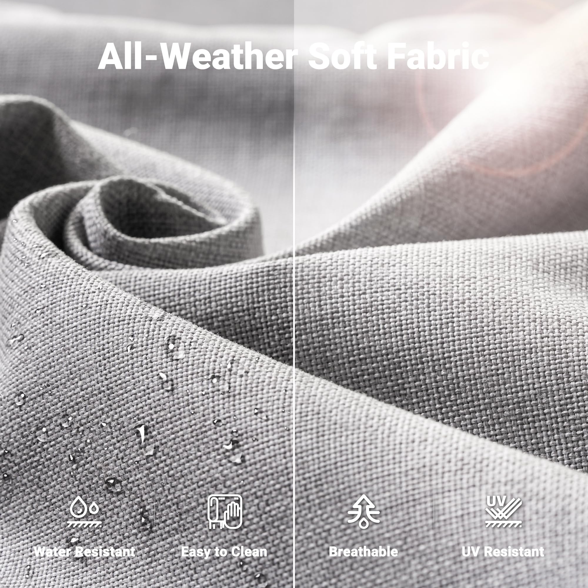 Ovios Patio Furniture 3-Piece Set with Swivel Chairs and Table Square Shape Armrest