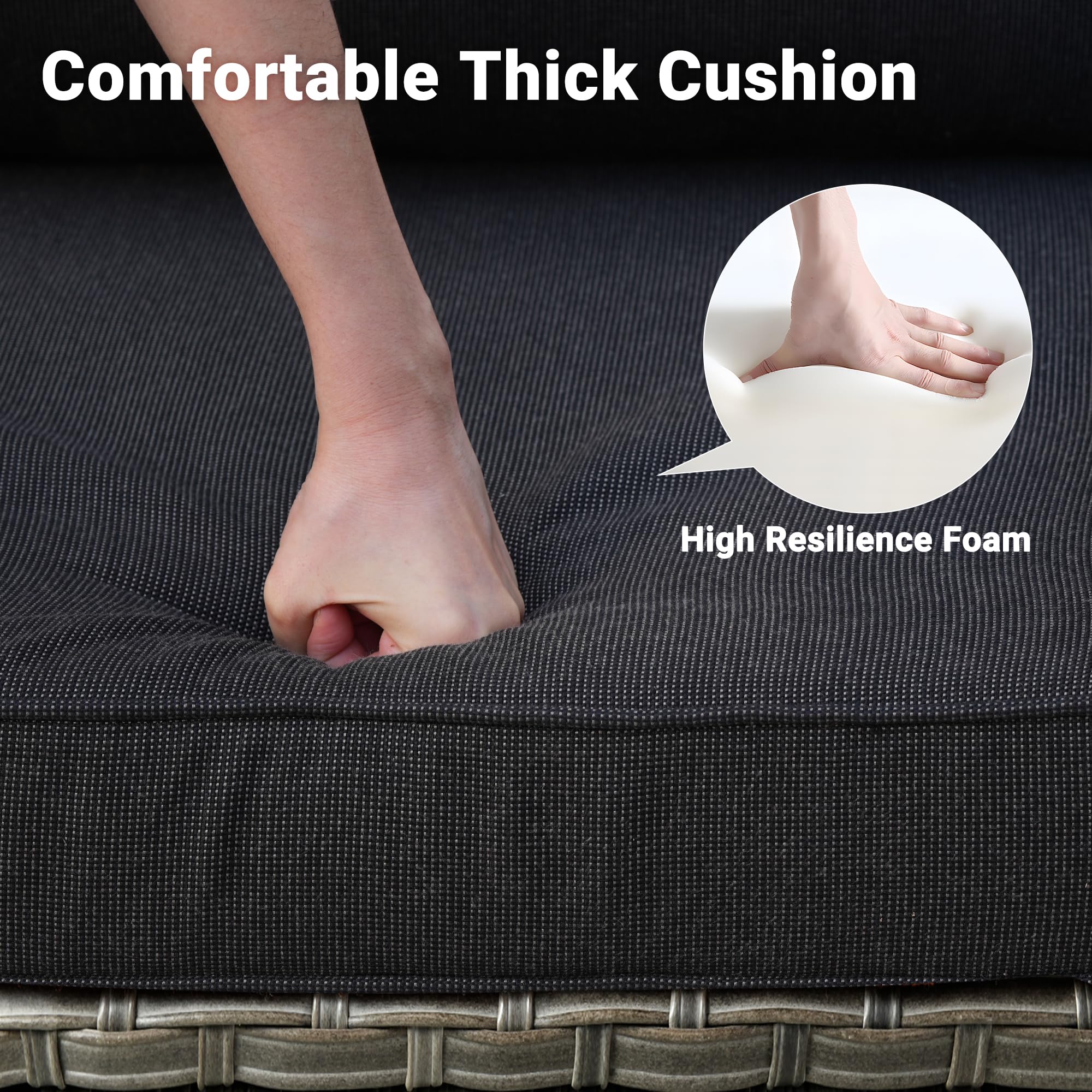 Ovios 7 Pieces Patio Furniture Set, Outdoor Wicker Sofa with Rocking Swivel Chairs