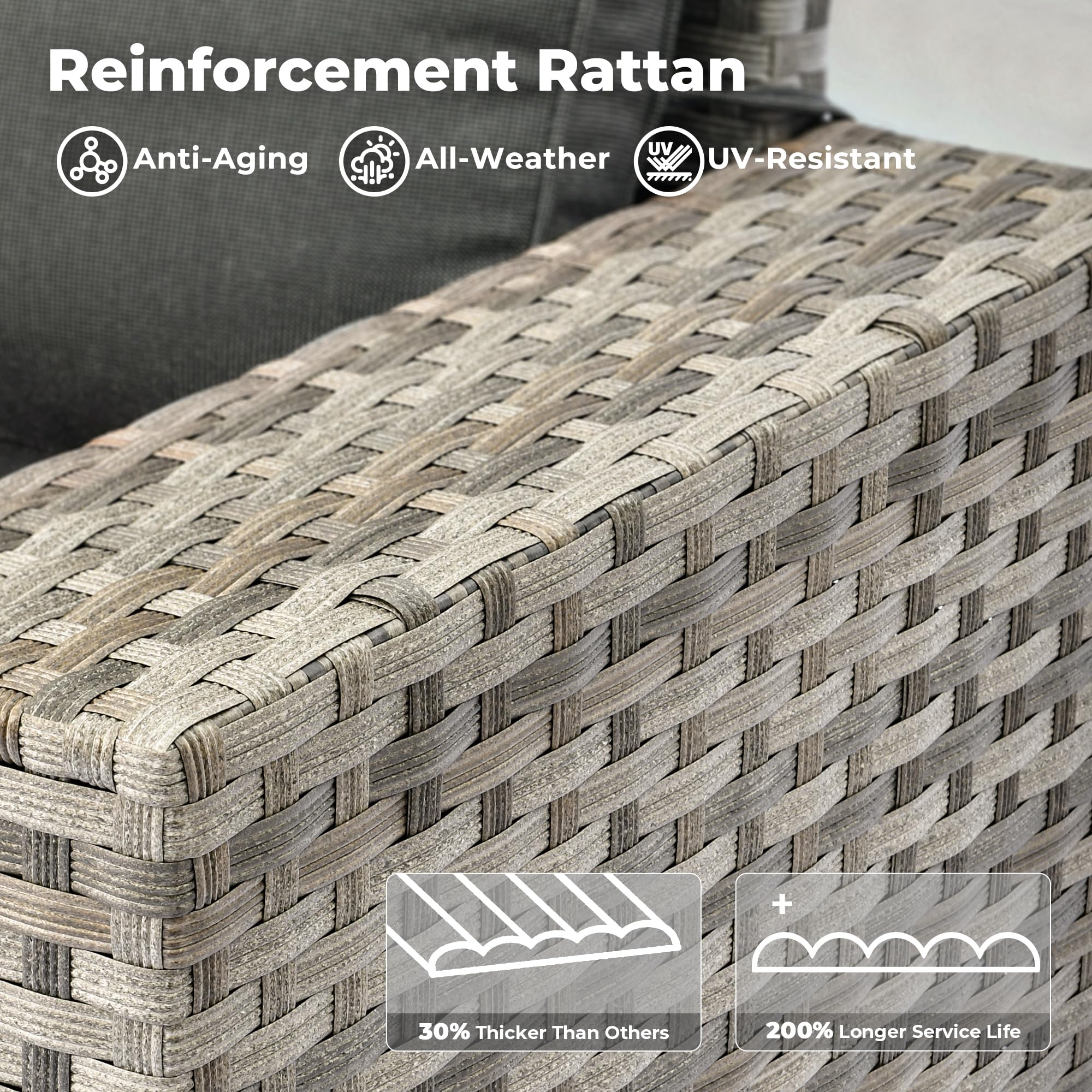 Ovios 9-Piece Outdoor Furniture Set with 7.68'' Wide Armrests