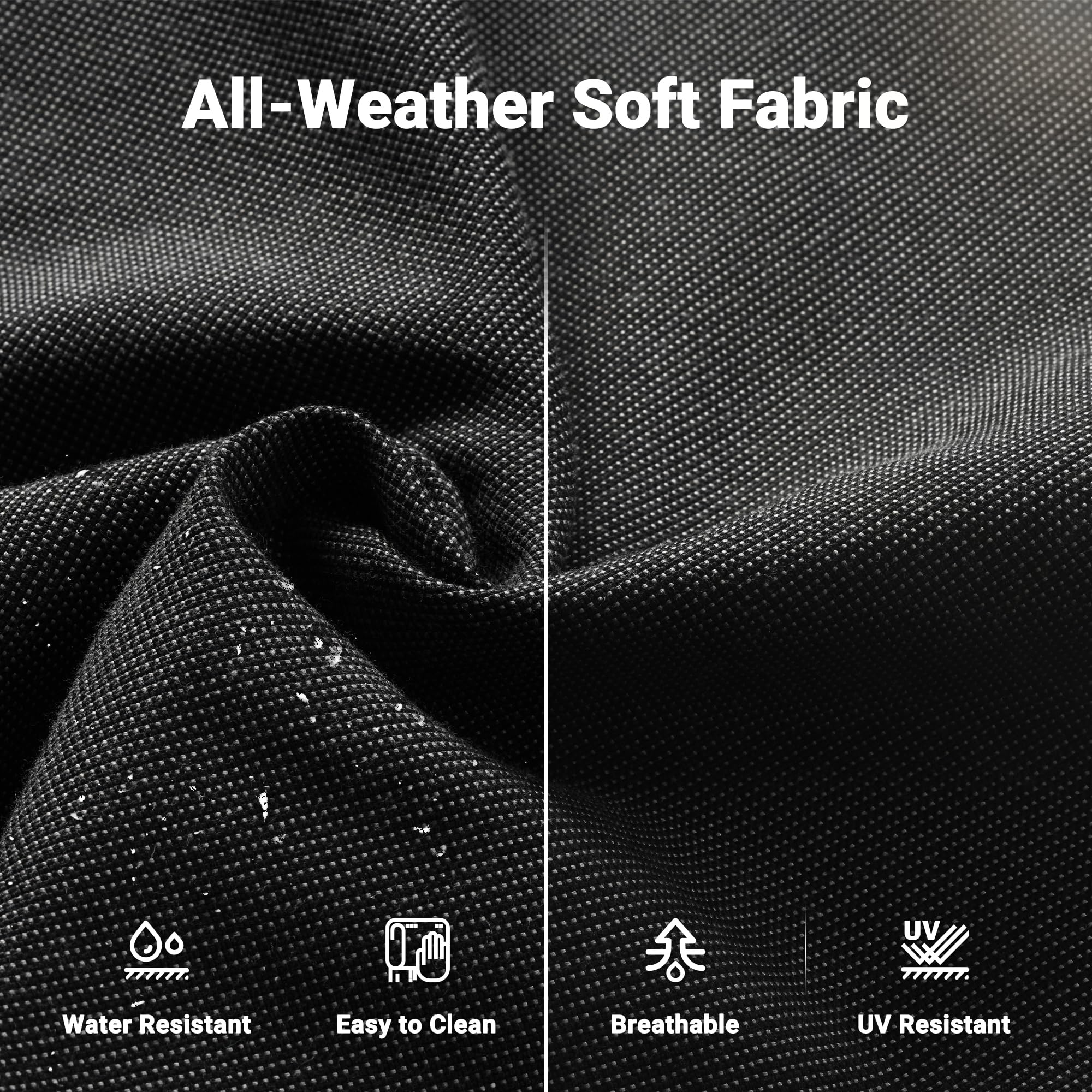 Ovios Patio Furniture 3-Piece Set with Swivel Chairs and Table Square Shape Armrest