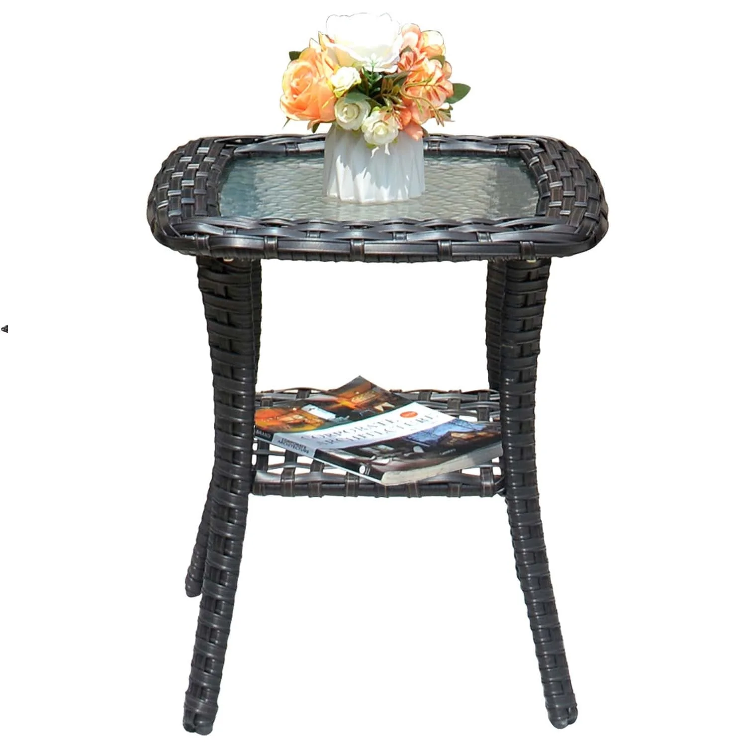 Ovios Balcony Side Table with Tempered Glass Top for GRS/NTC/HOP/NDS Series