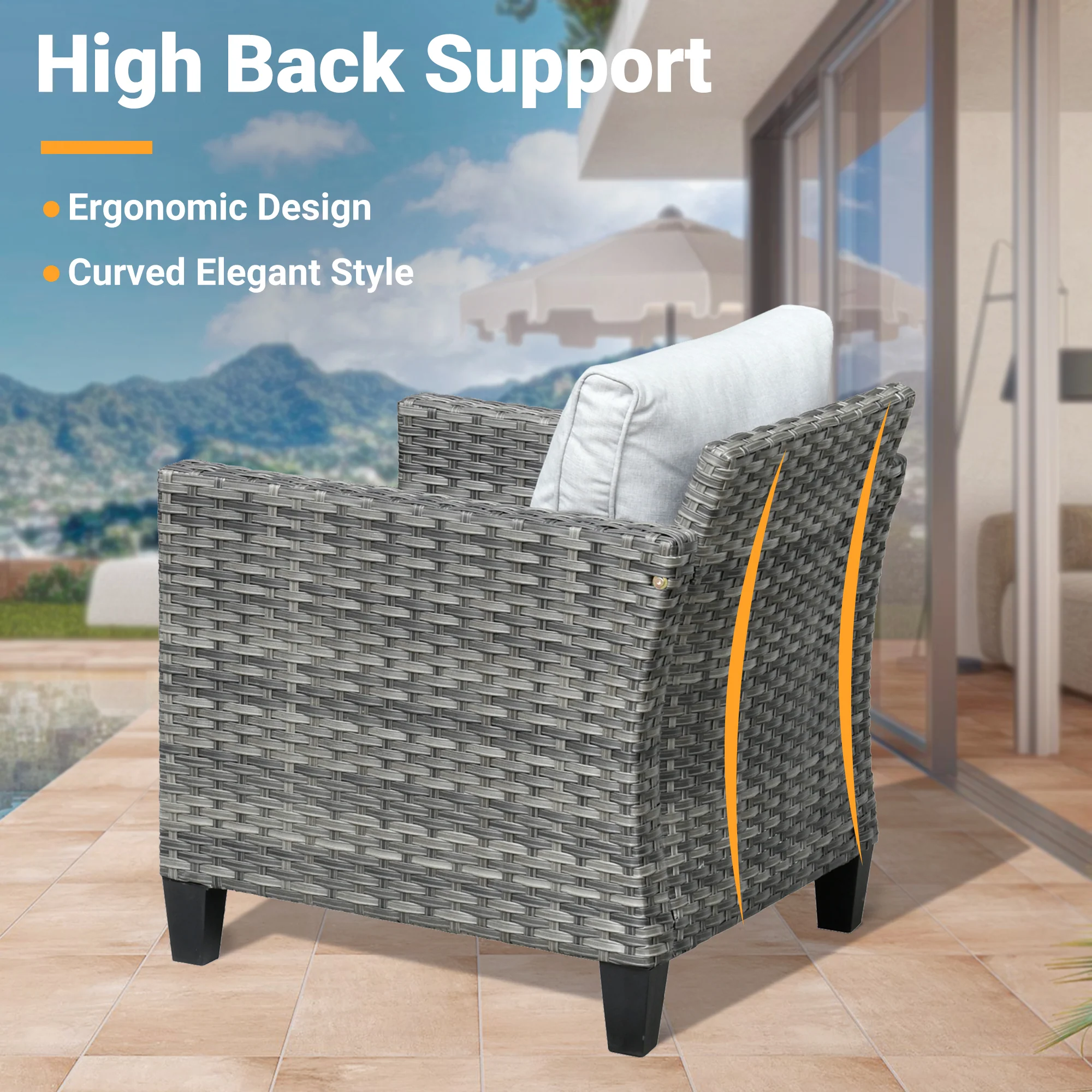 Ovios Patio Furniture Set 5-Piece with 30'' Fire Pit Table and Vultros Chairs