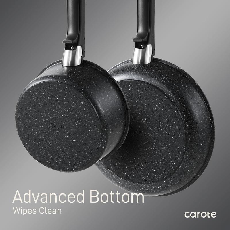 CAROTE 18pcs Detachable Handle Nonstick Cookware Set, Blue/Green/Black/Taupe/White, Pots and Pans, Oven safe Frying Pan, Dishwasher Safe