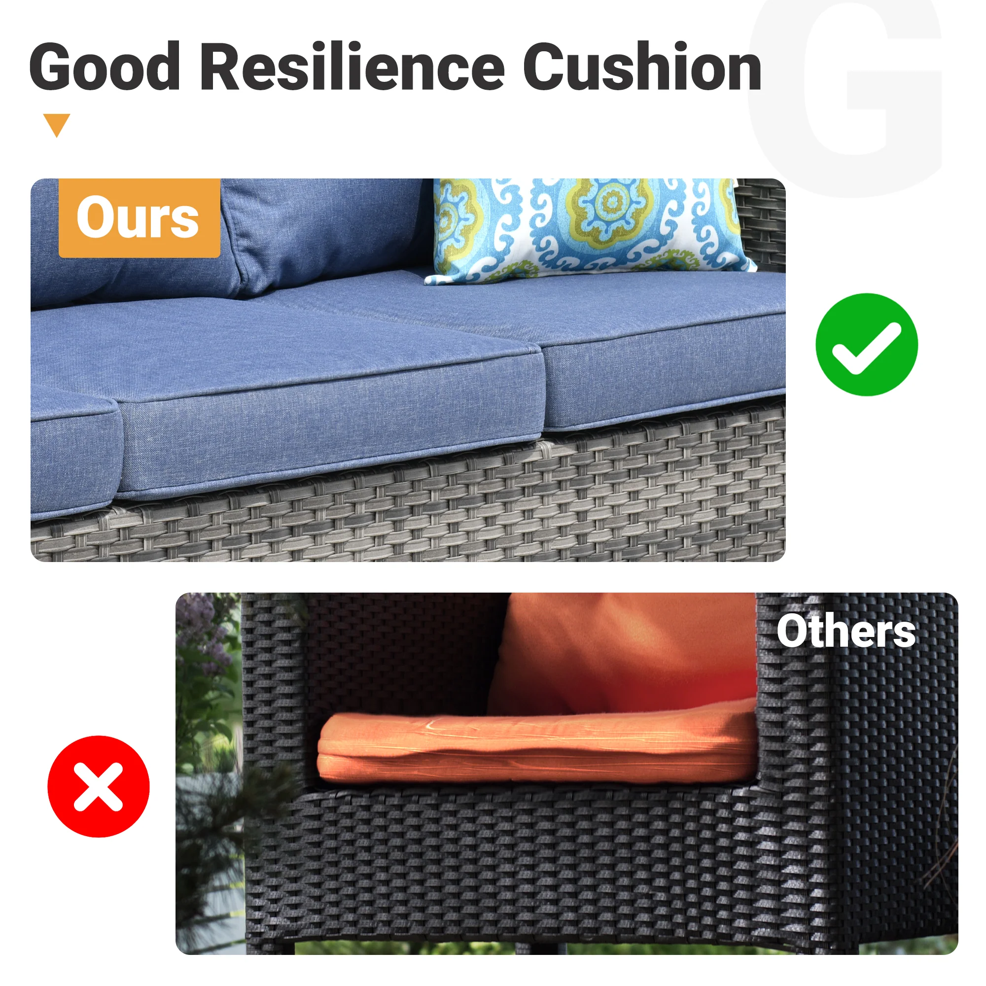 Ovios Patio Vultros Furniture Set 7-Person Seating with 30'' Propane Fire Pit Table