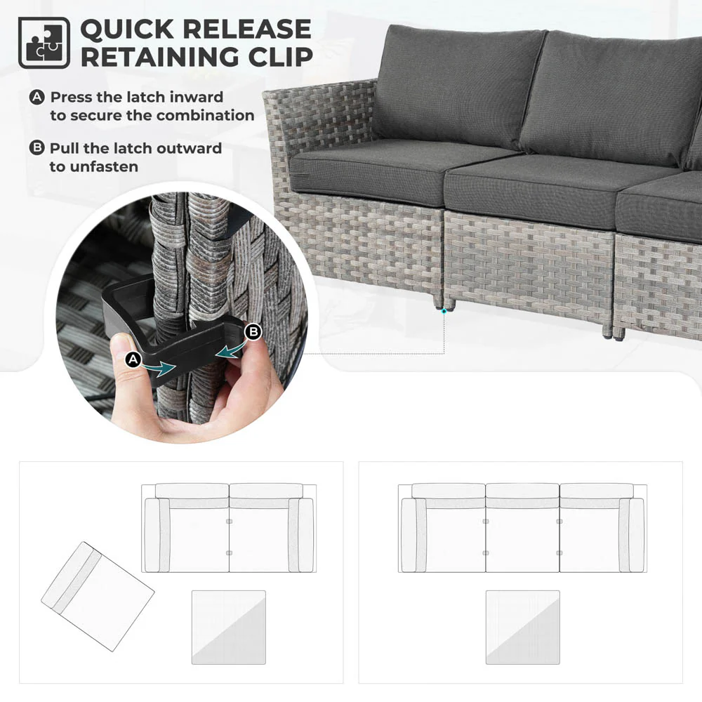 Ovios New Rimaru Series Patio Furniture Set 15-Piece include Swivel Chairs and 42