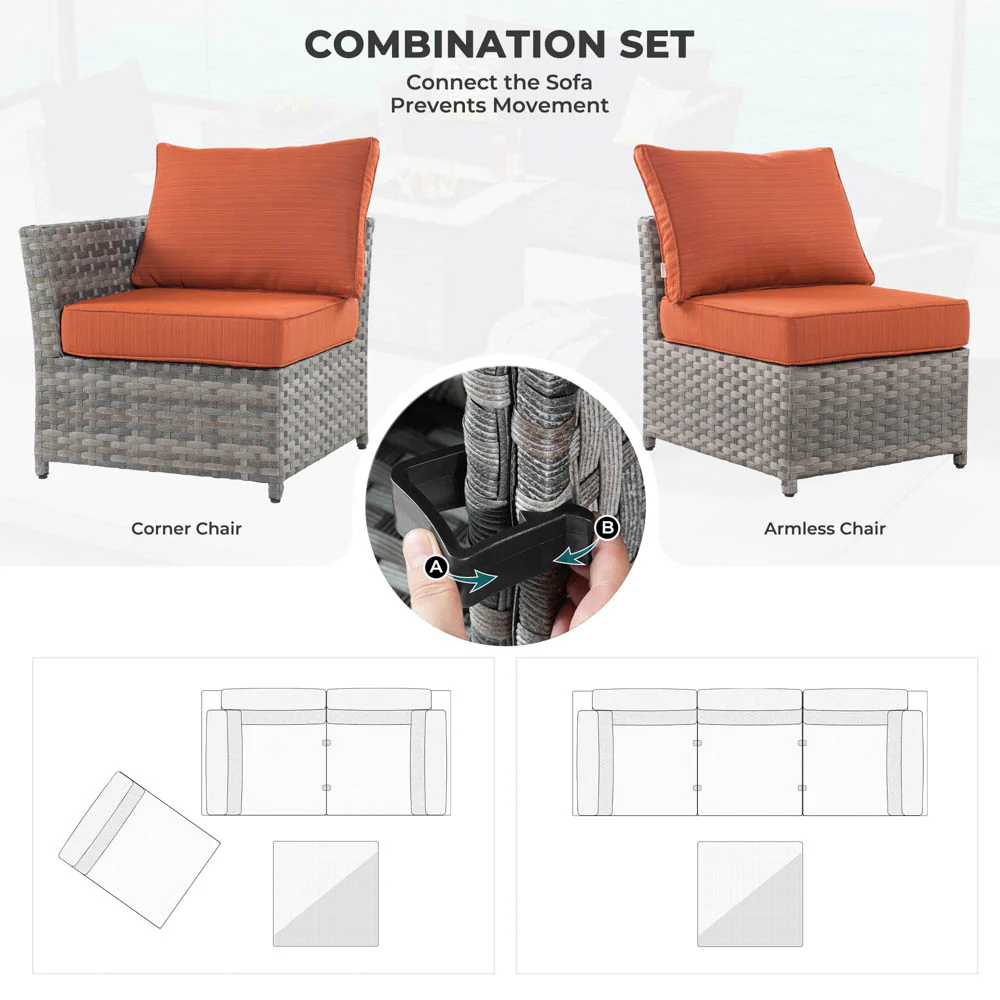 Ovios New Rimaru Series Patio Furniture Set 10-Piece include 42