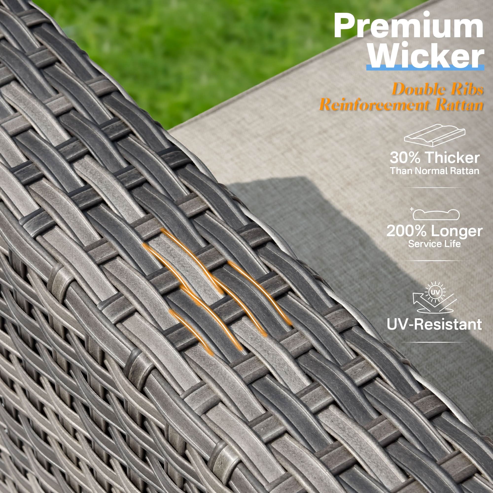 Ovios Outdoor 8 Piece Patio Furniture Set with Fire Pit Table,Conversation Sectional Wicker Couch with Coffee Table