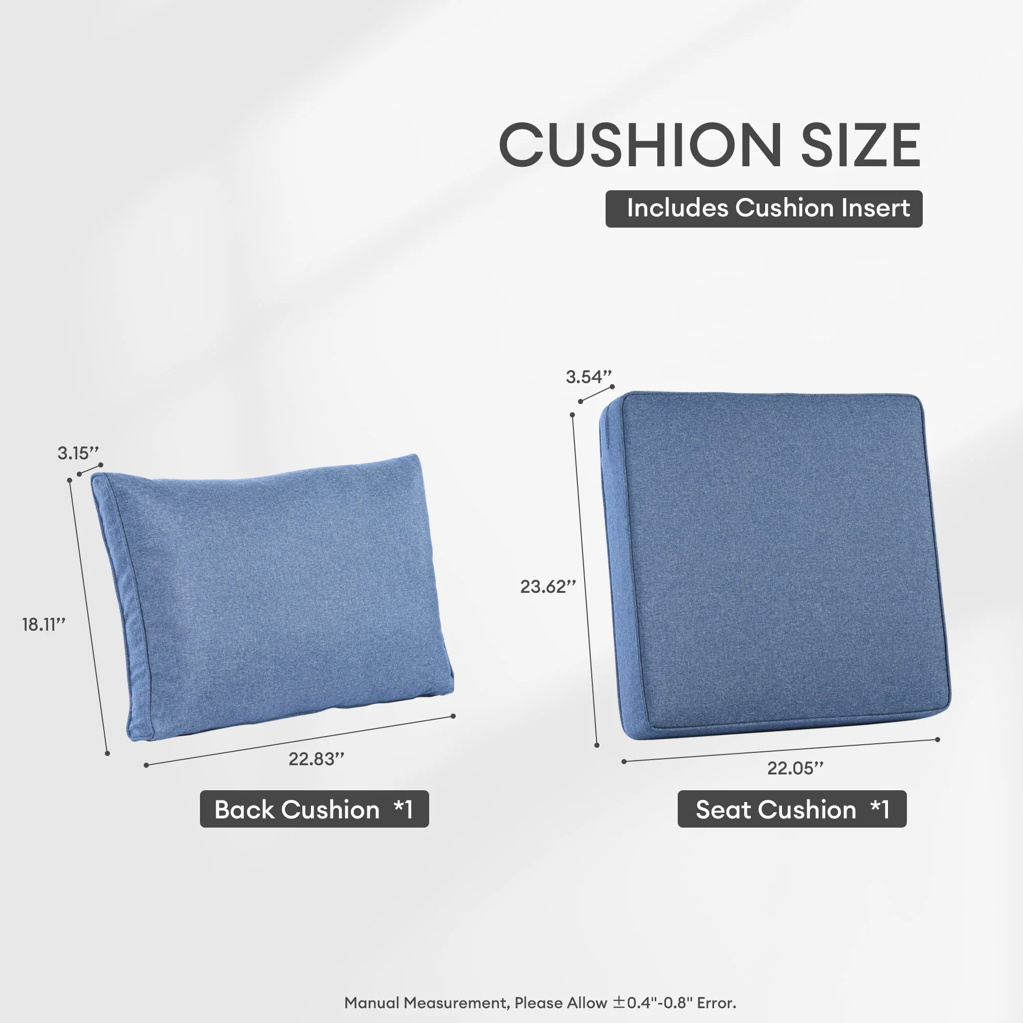 Ovios Vultros Series Replacement Seat, Back, Ottoman Cushion (Refer to the Dimension in Description)