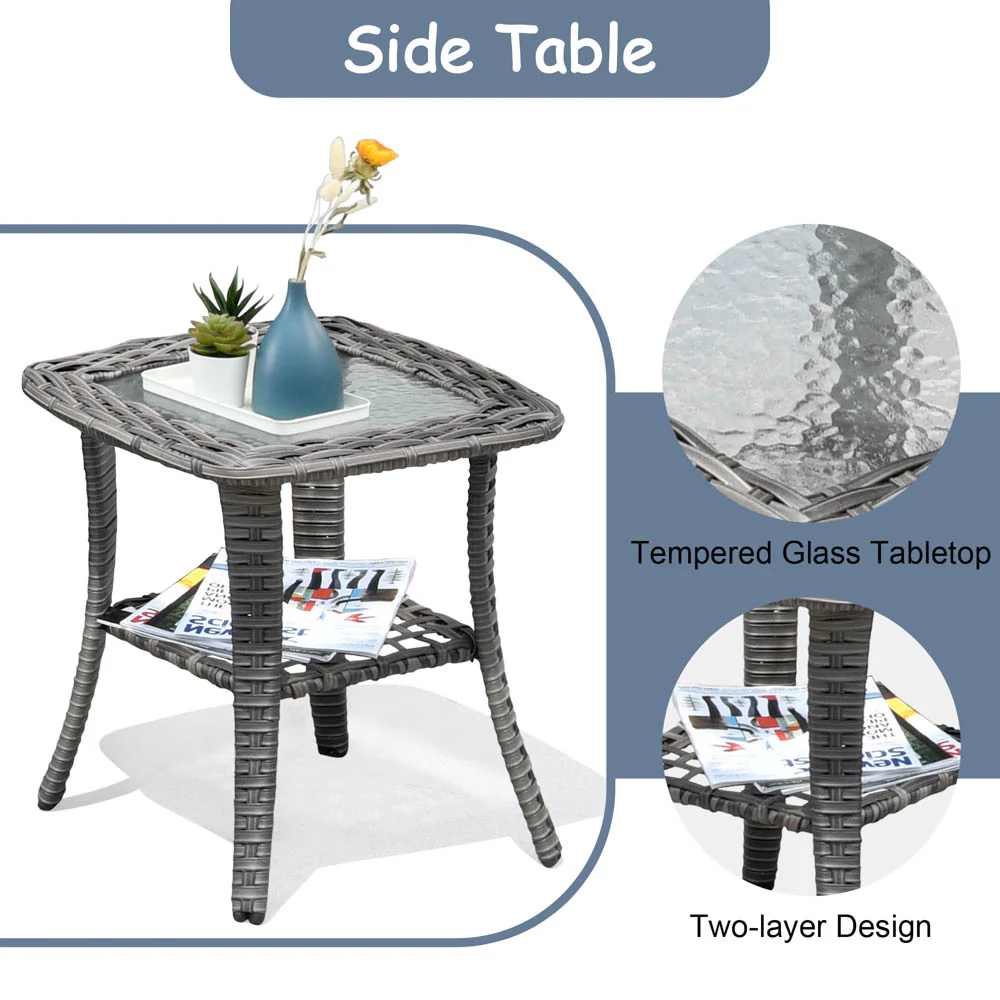 Ovios Patio Kenard 6-Piece Conversation Set with 42'' Rectangle Propane Fire Pit Table and Rocking Chairs