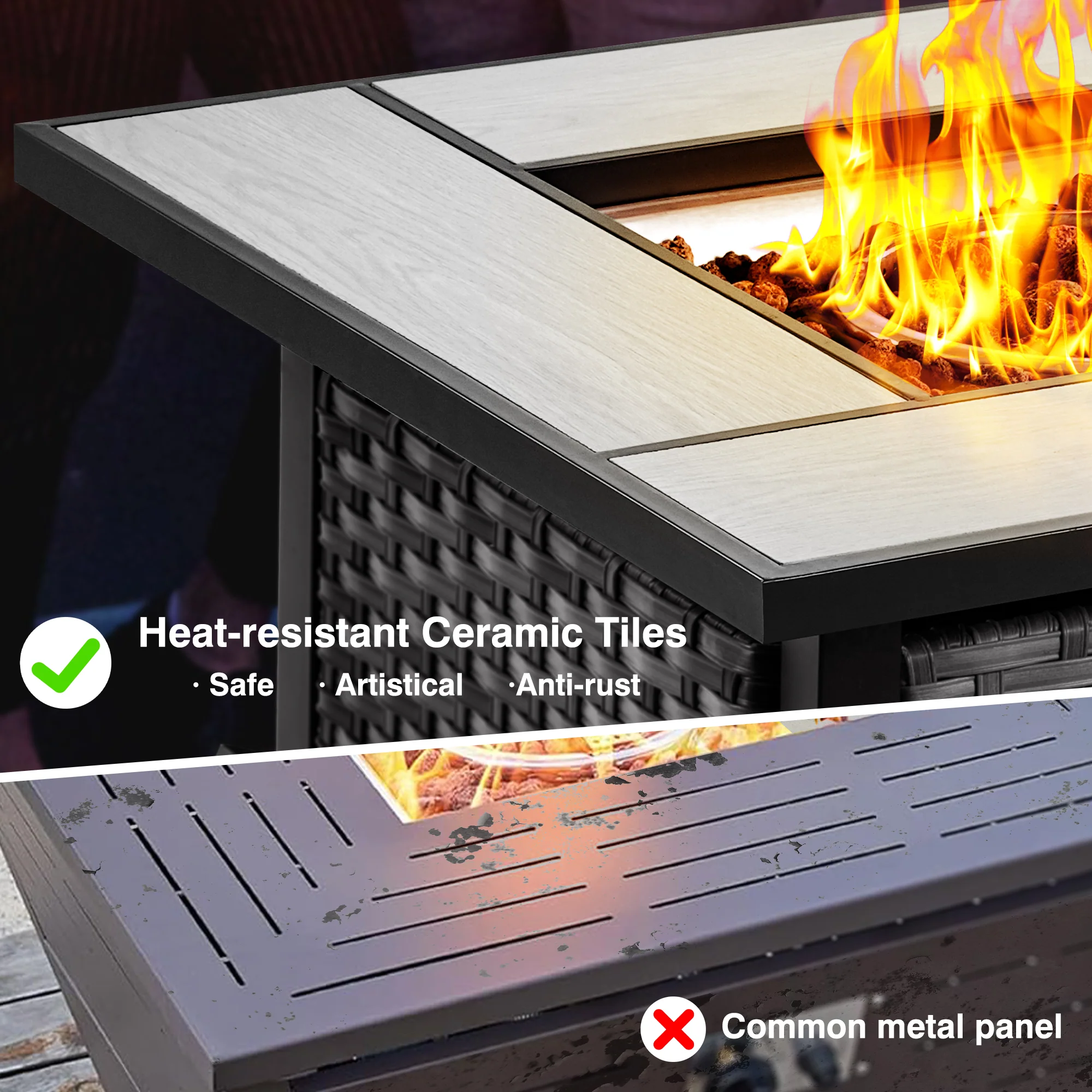 Ovios Patio Outdoor 30'' Fire Pit Table for GRS/NTC/HOP/NDS Series