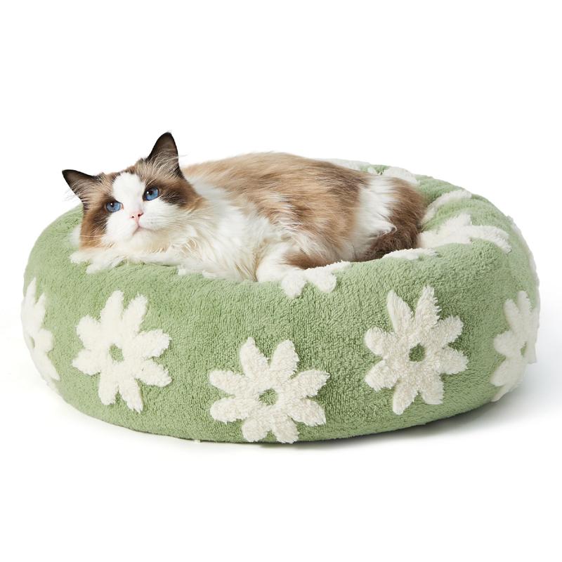 Lesure Donut Dog Bed, Cute Calming Bed for Small/Medium/Large Dogs & Cats, Camas para Perros, Washable, Round Pet Bed, Anti-Slip Bottom, Pet Supplies（Gift of pet hair cleaning tools）