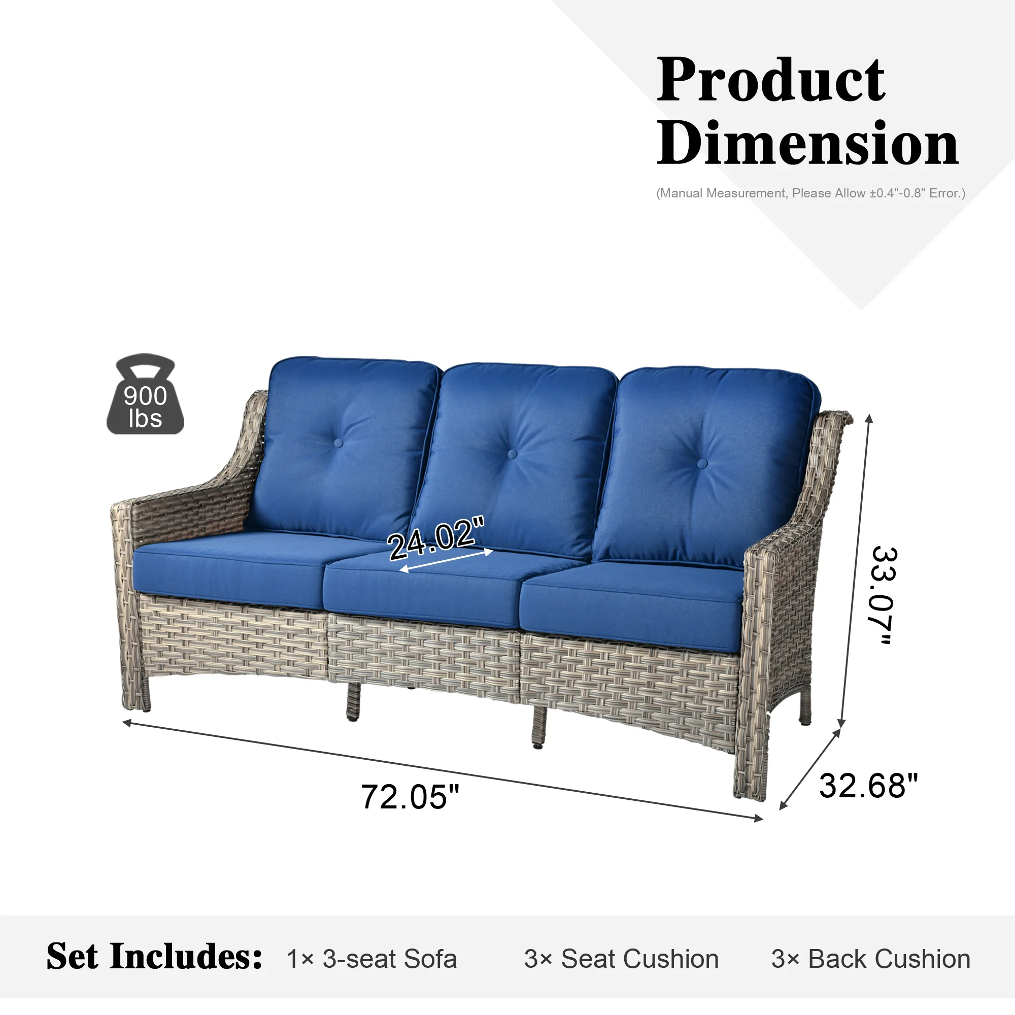 Ovios Outdoor 3-Seat Sofa PAD Series