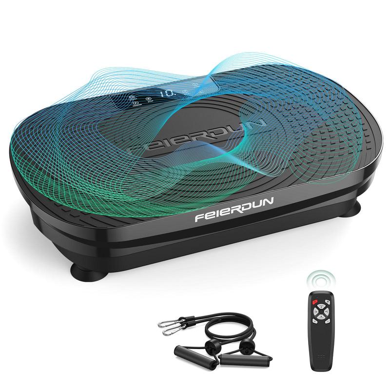 FEIERDUN Vibration Plate Exercise Machine,Lymphatic Drainage Machine, Power Plate Vibration Platform w/ Loop Bands for Wellness and Fitness