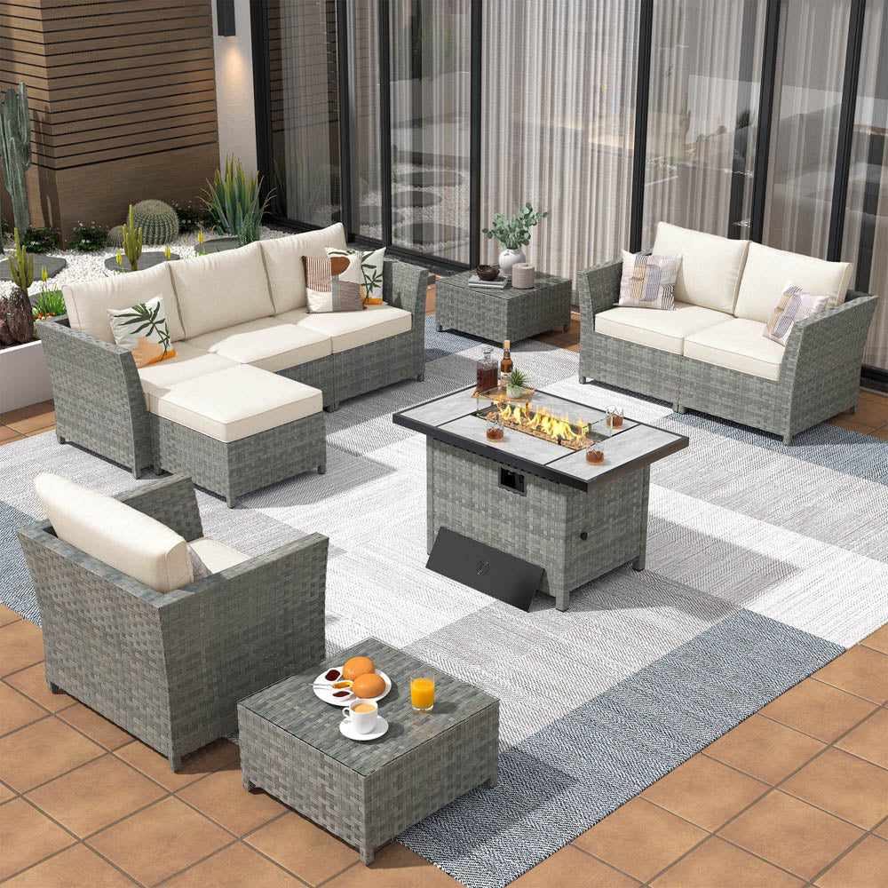 Ovios New Rimaru Series Patio Furniture Set 10-Piece include 42