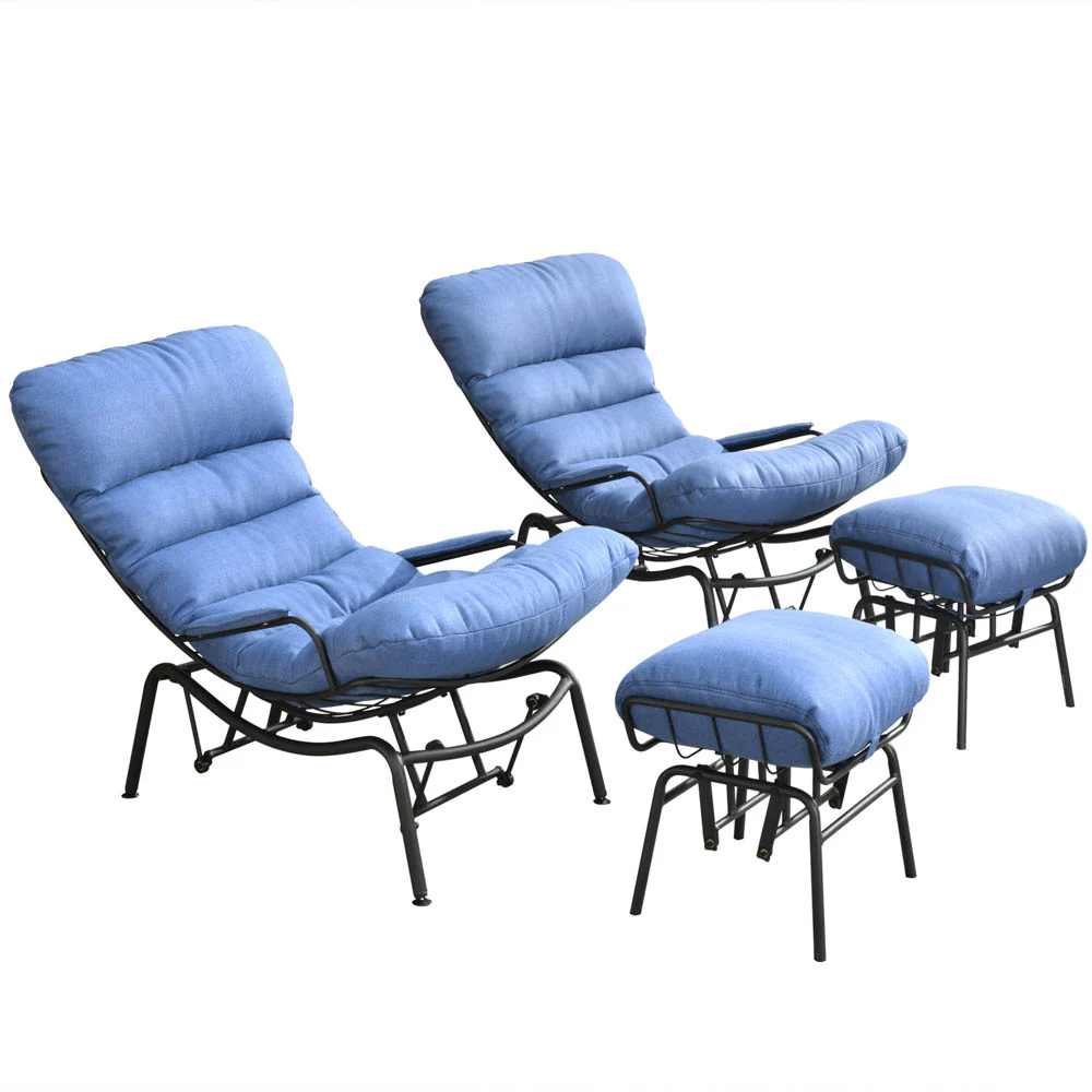 Ovios Patio 2-Piece Rocking Chair with Ottoman, Olefin Fabric