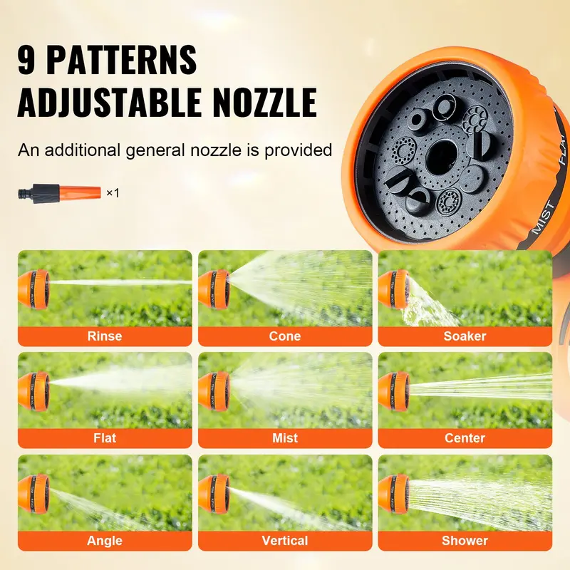 Retractable Hose Reel, Max 130 FT Garden Water Hose Reel with 9-Pattern Nozzle, 180° Swivel Bracket Wall-Mounted, Automatic Rewind, Lock at Any Length, with Slow Return System FathersDayGift