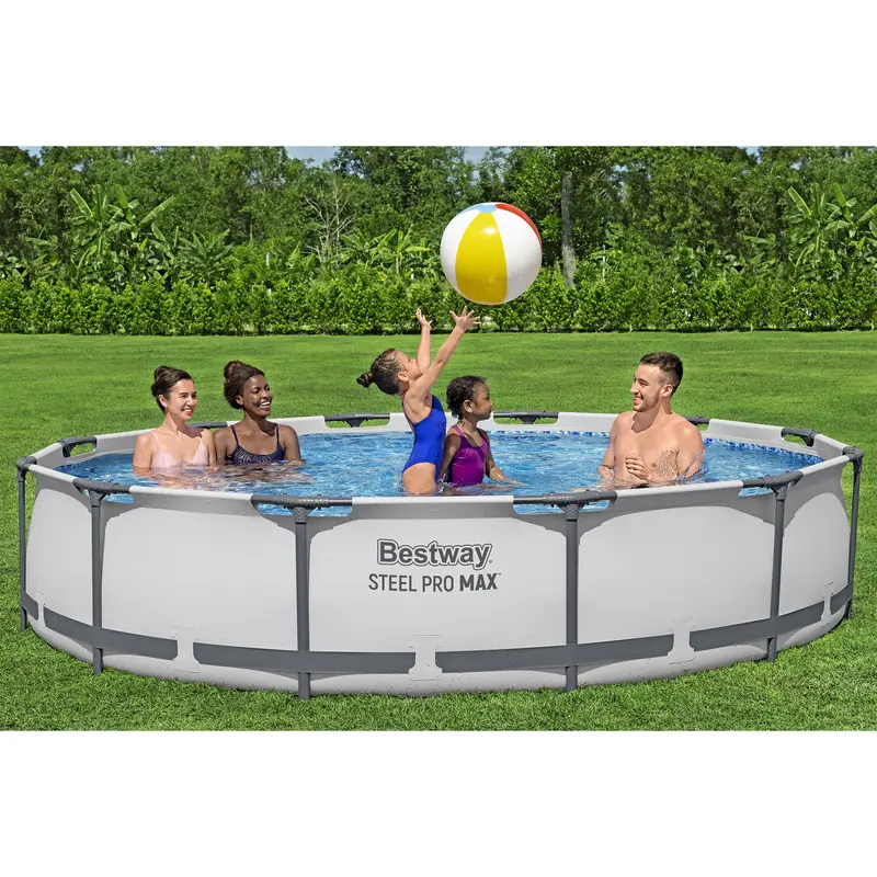 Bestway Steel Pro MAX Round Above Ground Outdoor Swimming Pool with Pump
