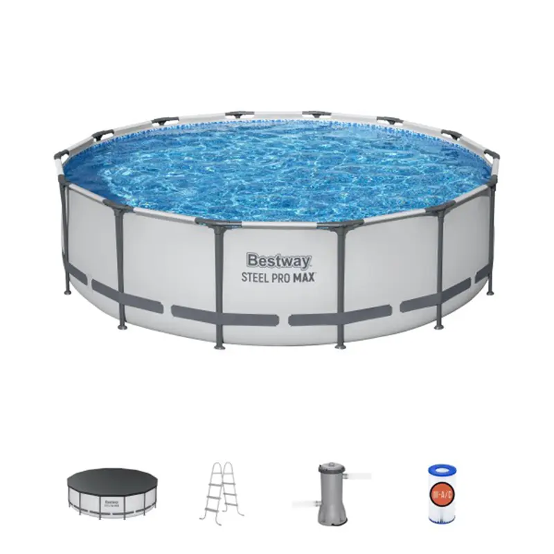 Bestway Steel Pro MAX Round Above Ground Outdoor Swimming Pool with Pump