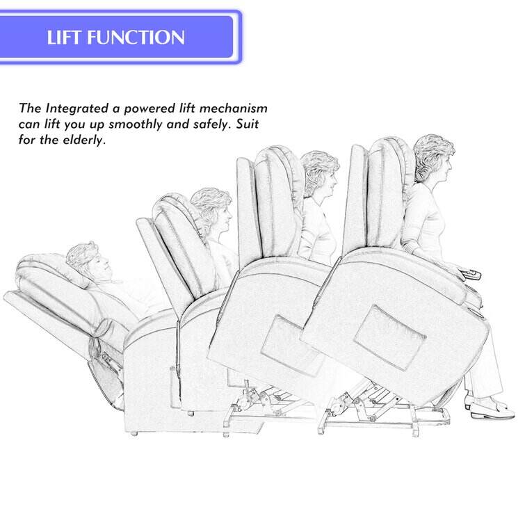 Faux Leather Power Lift Recliner Chair with Massage and Heating Function