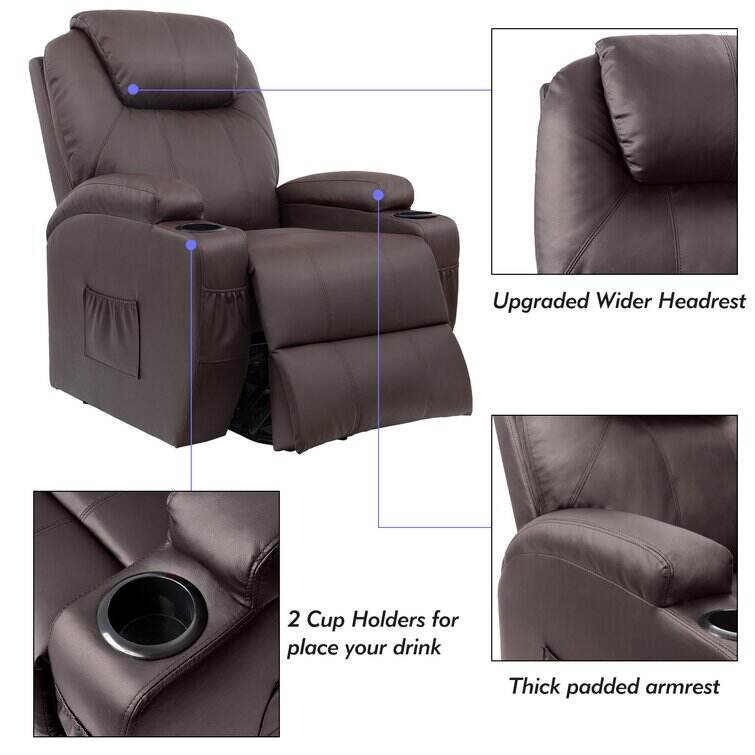 Faux Leather Power Lift Recliner Chair with Massage and Heating Function