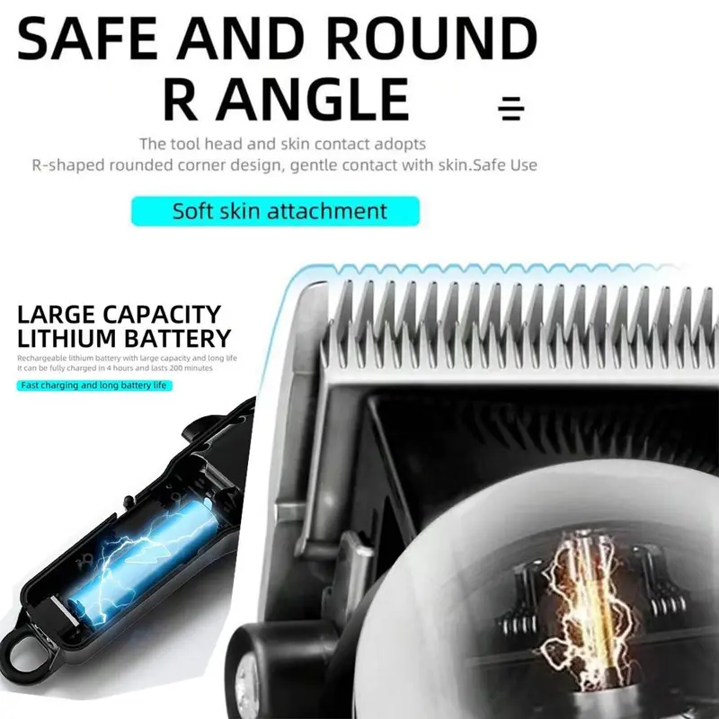 LARGNER-cortadora de pelo profesional para hombre, Kits y juegos de afeitadoras eléctricas, cuchillas en T de cerámica, para peluquero, para regalos (blanco)