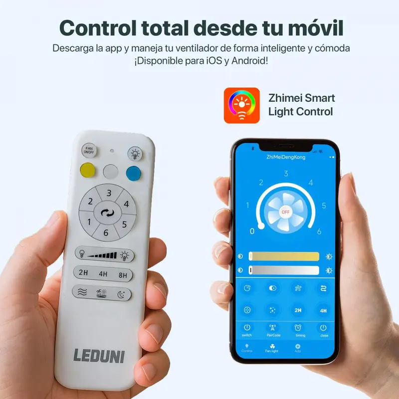 Ventilador De Techo Con Luz Led En Techo Dc Led Atenuable Retractil 4 Aspas Blanco 107 D- Opción Sin Pitido, Temporizador, Control Invierno Verano, 3 Tonos, Modo Brisa, Bajo Consumo