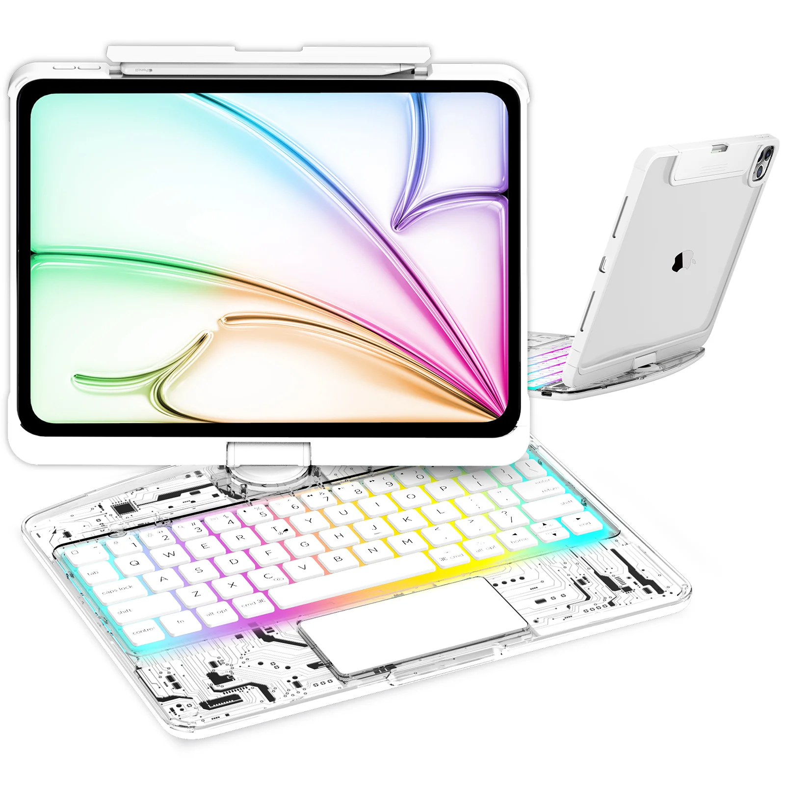 NAIDUN Transparent iPad keyboard case 360° transparent iPad keyboard
