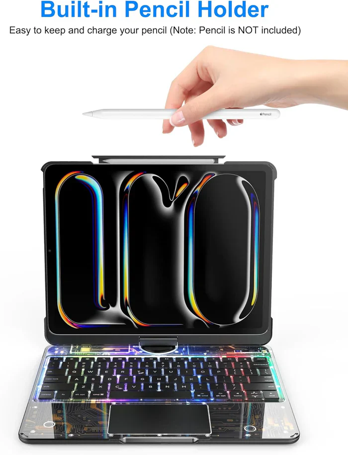 NAIDUN Transparent iPad keyboard case 360° transparent iPad keyboard