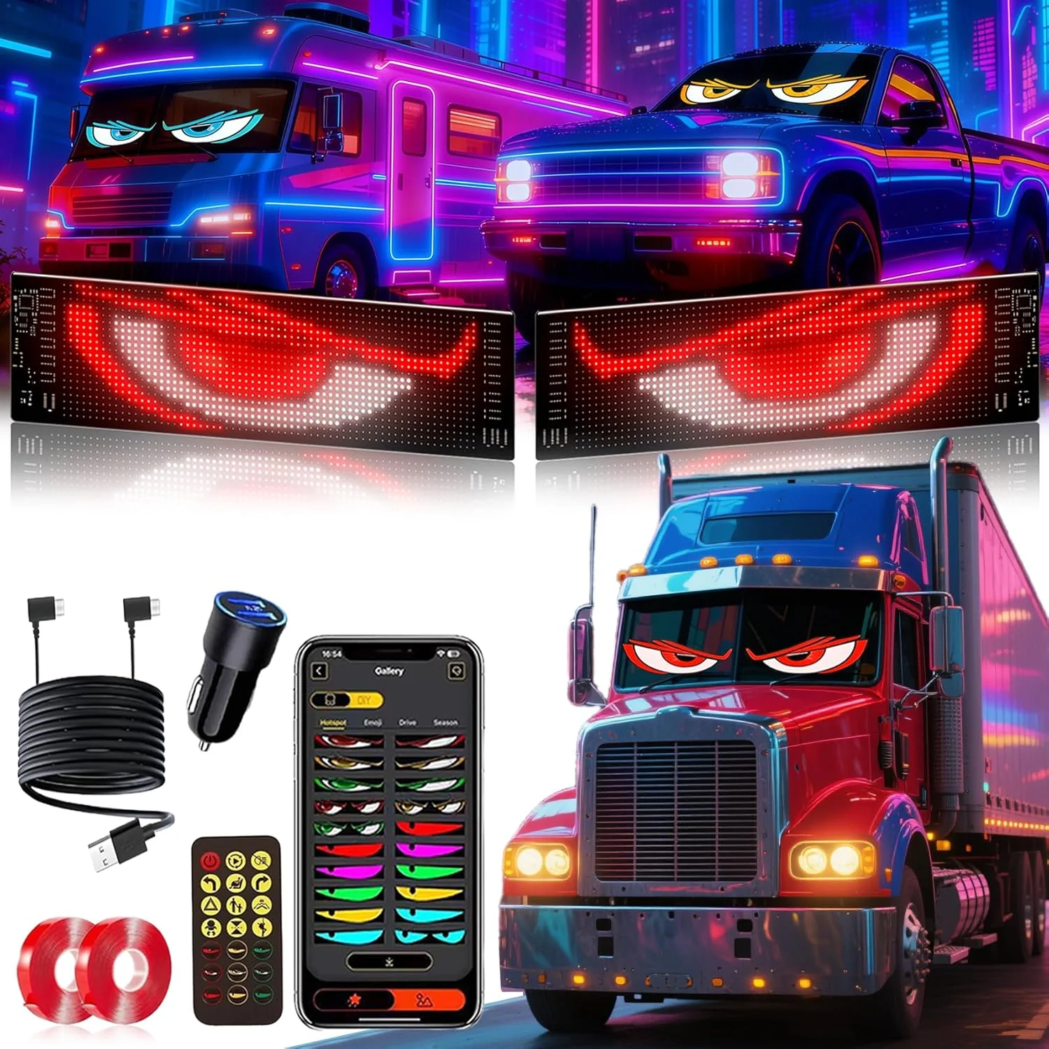 LED Devil Eyes Light for Trucks - Programmable LED Display for Trucks Windows